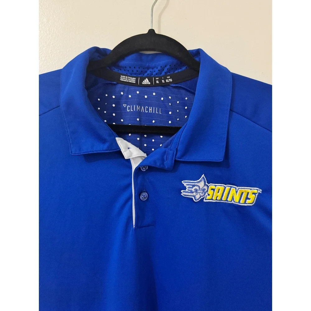 Adidas Climachill Saints Polo Shirt Men's‎ XL Blue Performance Golf Athletic